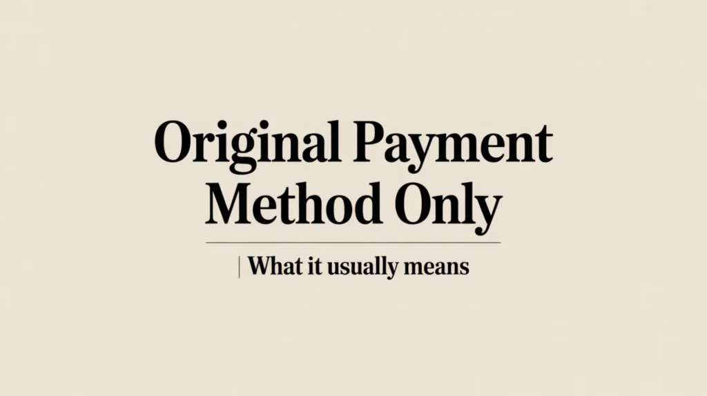 “Original Payment Method Only” - What it usually means
