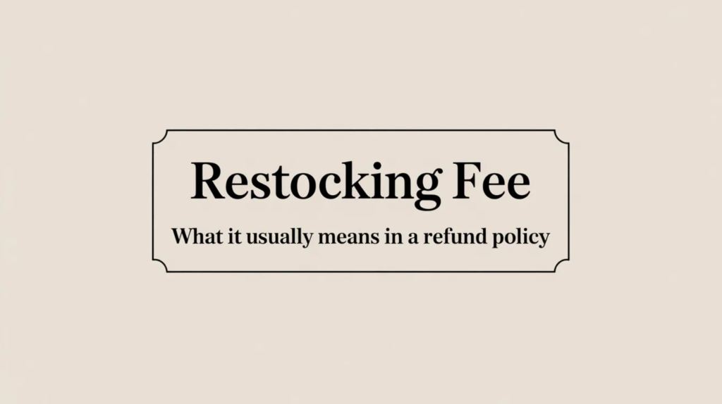“Restocking Fee” - What it usually means in a refund policy
