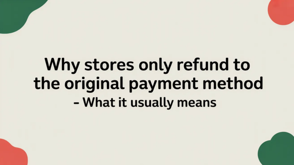 Why Stores Only Refund to the Original Payment Method - What it usually means